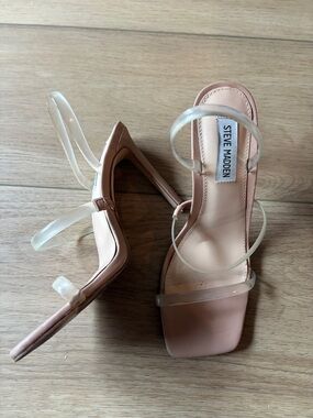 Steve Madden Blush Pink Heeled Sandals with Clear Straps